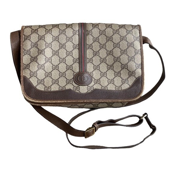 Vintage Gucci Shoulder Bag Flap Closure Classic‎ Brown Monogram - Picture 4 of 11